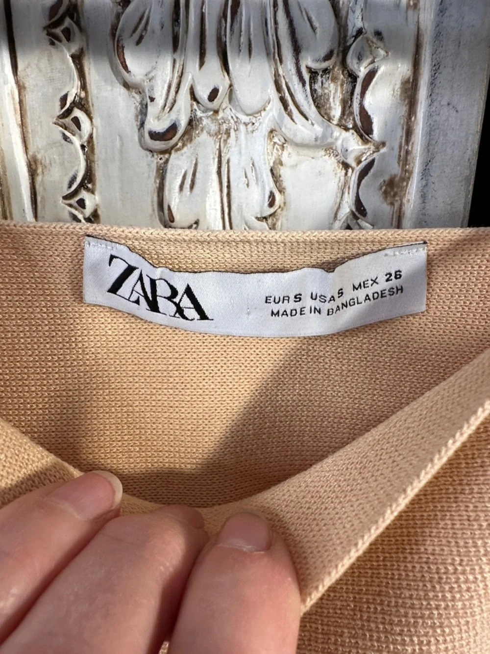 ZARA Beige Square Neck Knit  Crop Top - Picture 2 of 2